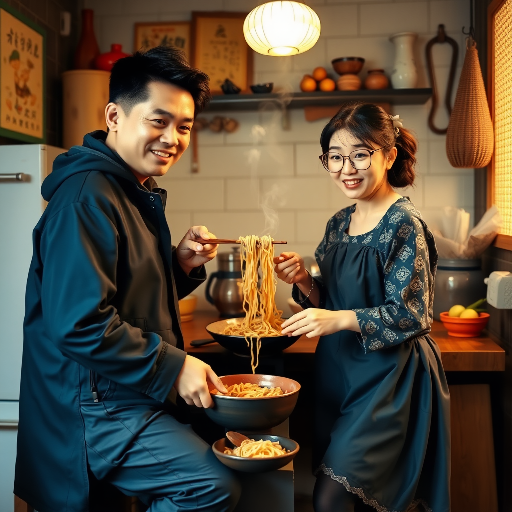 婚后生活在家做面条